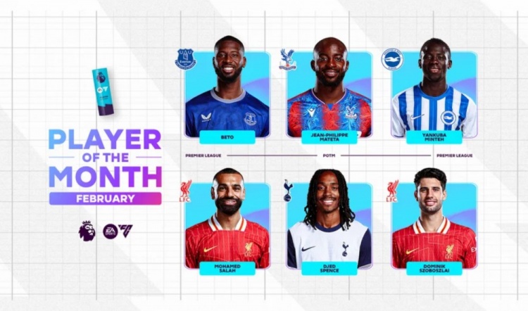  英超2月最佳候選：貝托、馬特塔、明特、薩拉赫、斯賓塞、索博