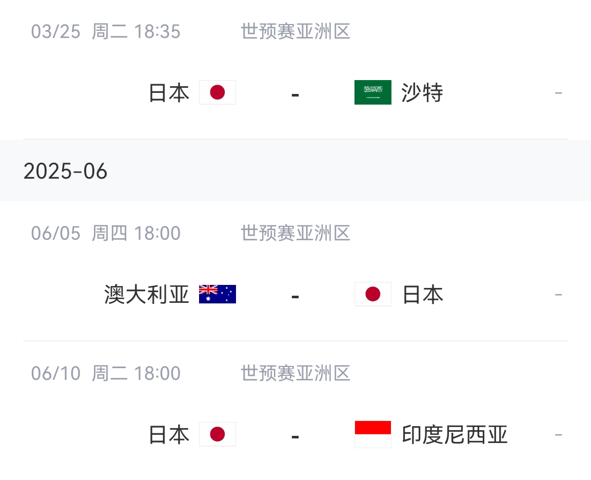  會不會放水？日本剩余賽程：主場vs沙特&印尼，客場vs澳大利亞